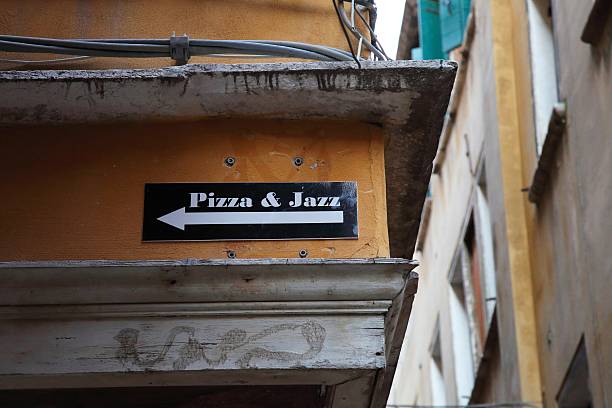 Pizza and jazz stock photo