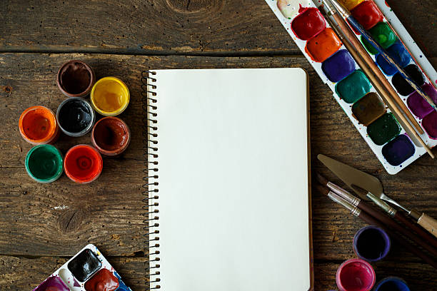 istock Painting set: paper, brushes, paints, watercolor, acrylic paint 547163610