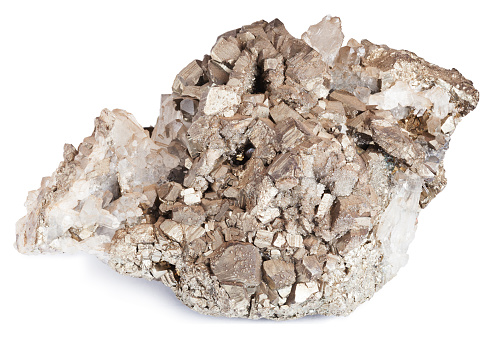 Zinc ore with crystals isolated on white with clipping path