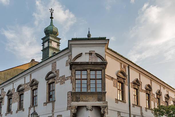 istock Beautiful building facade with old clock tower in Budapest, Hungary 547163664