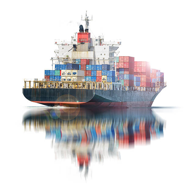 istock Container Cargo ship in the ocean isolated on white background, 547164722