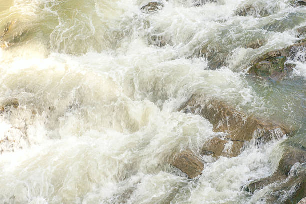 istock Mountain river water waves and bubbles. Water background and texture 547166484