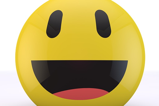 A happy smiling face 3D sphere emoji emoticon