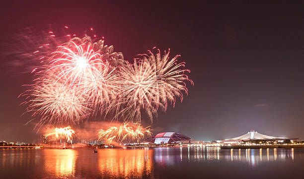 istock fireworks by water in Singapore city 547170224