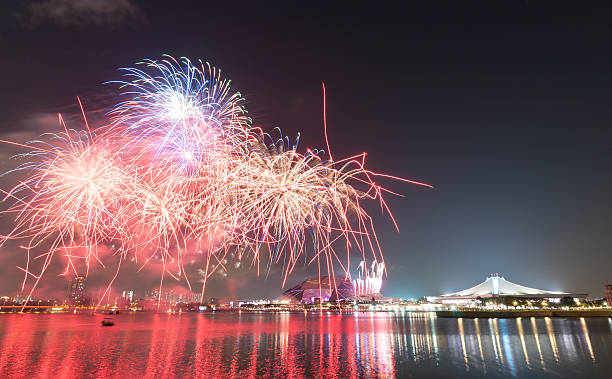 istock fireworks by water in Singapore city 547170254