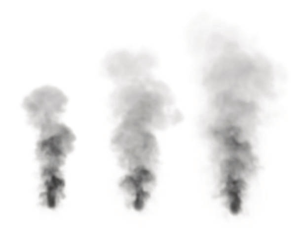 realistyczny czarny dym. odizolowane na białym tle. - smoke stock illustrations