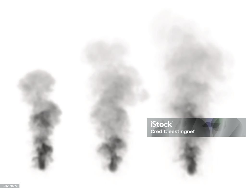 Realistic black smoke.Isolated on white background. - Royaltyfri Rök vektorgrafik