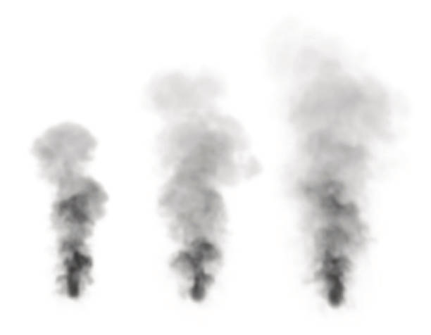 Realistic black smoke.Isolated on white background. Vector illustration.