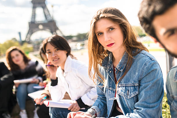 istock Happy student in paris during the lesson 547198540