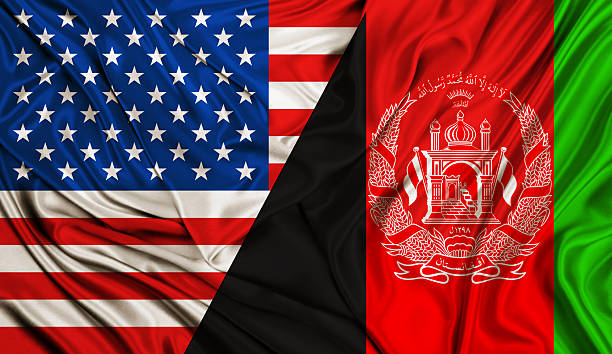 istock Wind flag - USA and Avganistan 547199478