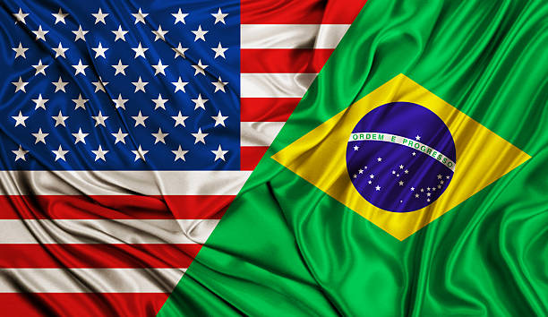 istock Wind flag - USA and Brazil 547199506