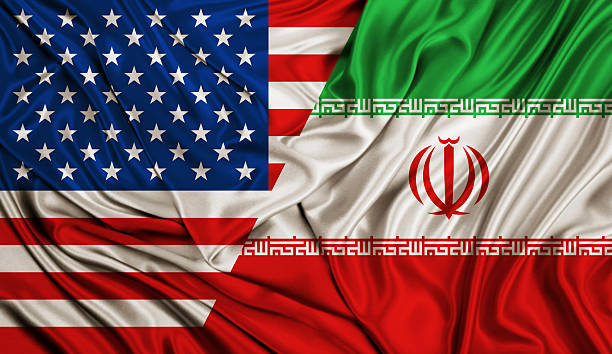 istock Wind flag - USA and Iran 547199626