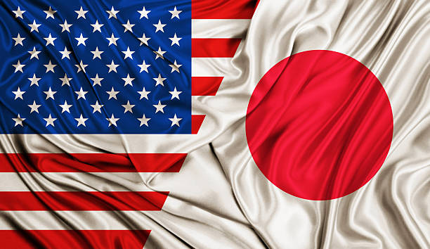 istock Wind flag - USA and Japan 547199702