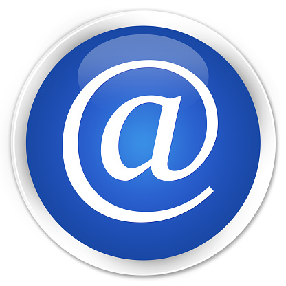 Email address icon blue glossy round button