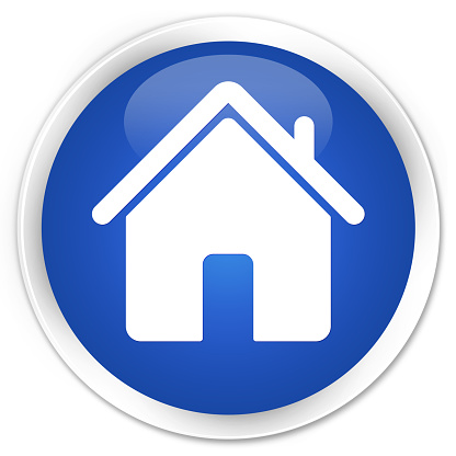 Home icon blue glossy round button