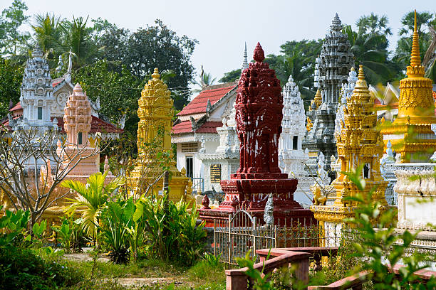 Cinerary urns in Battambang stock photo