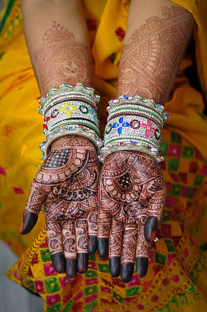 istock Indian bride showing henna and bangles 547211224