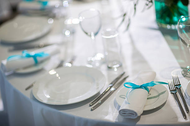 istock Beautifully organized event - served banquet tables ready for guests 547211228