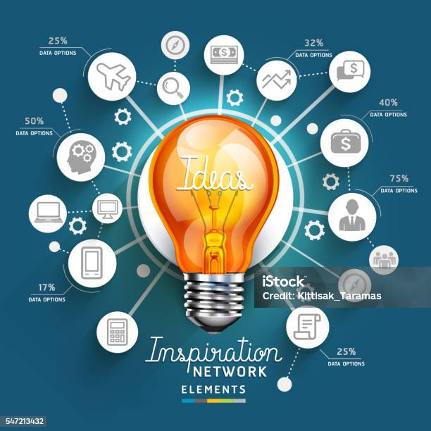 Light Bulb Ideas Concept Template Stock Illustration - Download Image Now - Abstract, Advice, Art