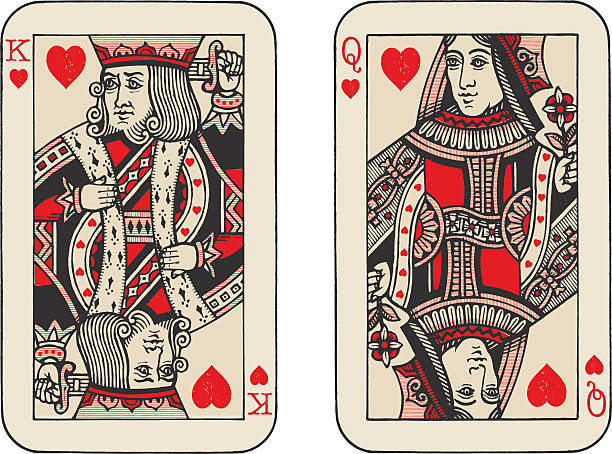 ilustrações de stock, clip art, desenhos animados e ícones de king and queen of hearts illustration - queen