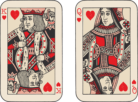 A pair of hand drawn playing cards.