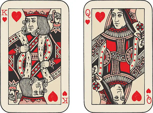 Vector illustration of King and Queen of Hearts illustration