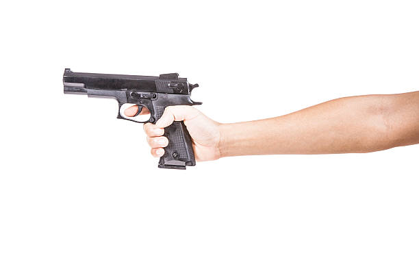 istock Black toy pistol in a hand 547215172