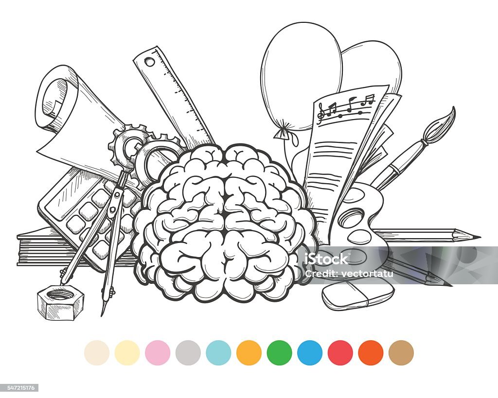 Back to school coloring page Back to school coloring page and color samples. Vector illustration Coloring stock vector