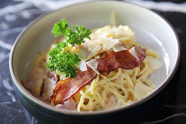 istock Pasta Carbonara with bacon ham and cheese 547215410