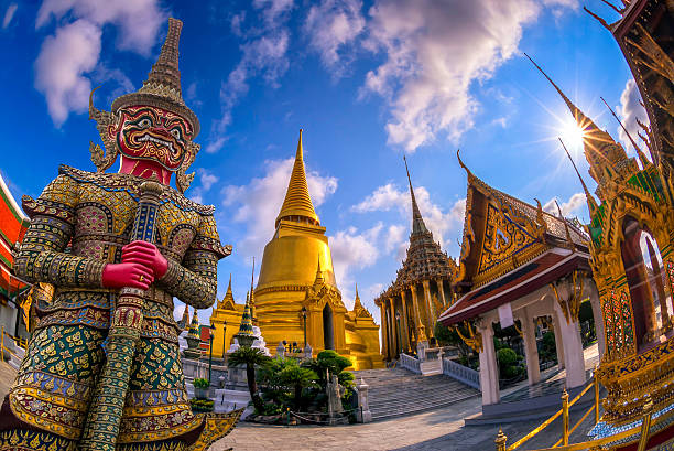 Wat Phra Kaew, Bangkok, Thailand Wat Phra Kaew, Temple of the Emerald Buddha Wat Phra Kaew is one of Bangkok's most famous tourist sites and it was built in 1782 at Bangkok, Thailand thailand temple nobody photography stock pictures, royalty-free photos & images