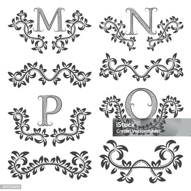 Design Ornamental Elements And Monograms Set Stock Illustration - Download  Image Now - Letter P, Tattoo, Vector - iStock