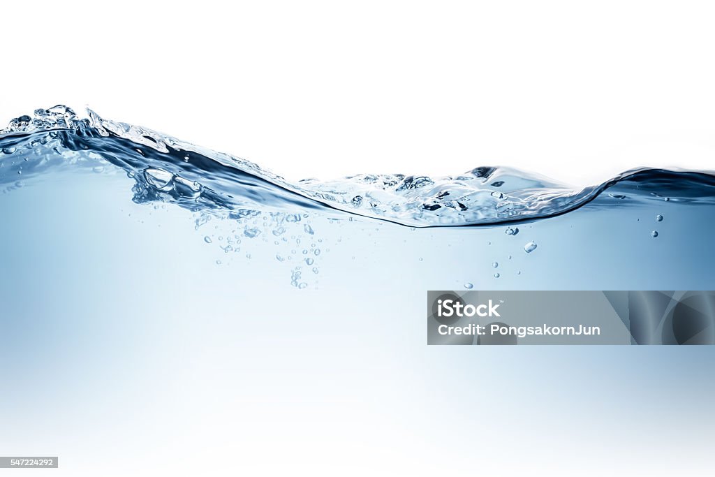 Onda de agua azul y burbujas a agua potable limpia - Foto de stock de Agua libre de derechos