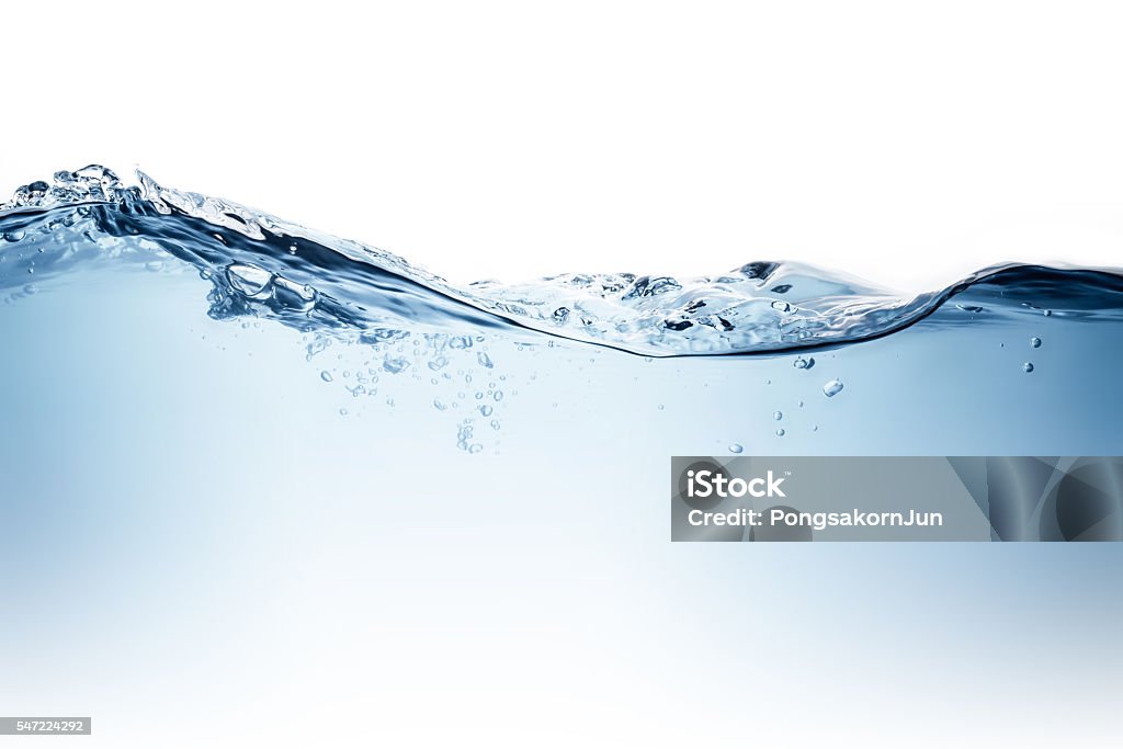 Blue water wave and bubbles to clean drinking water Water Stock Photo