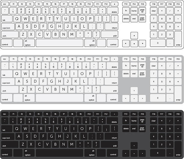 Computer Keyboard Computer Keyboard, Computer, Computer Key, Vector, Desktop PC computer keyboard stock illustrations