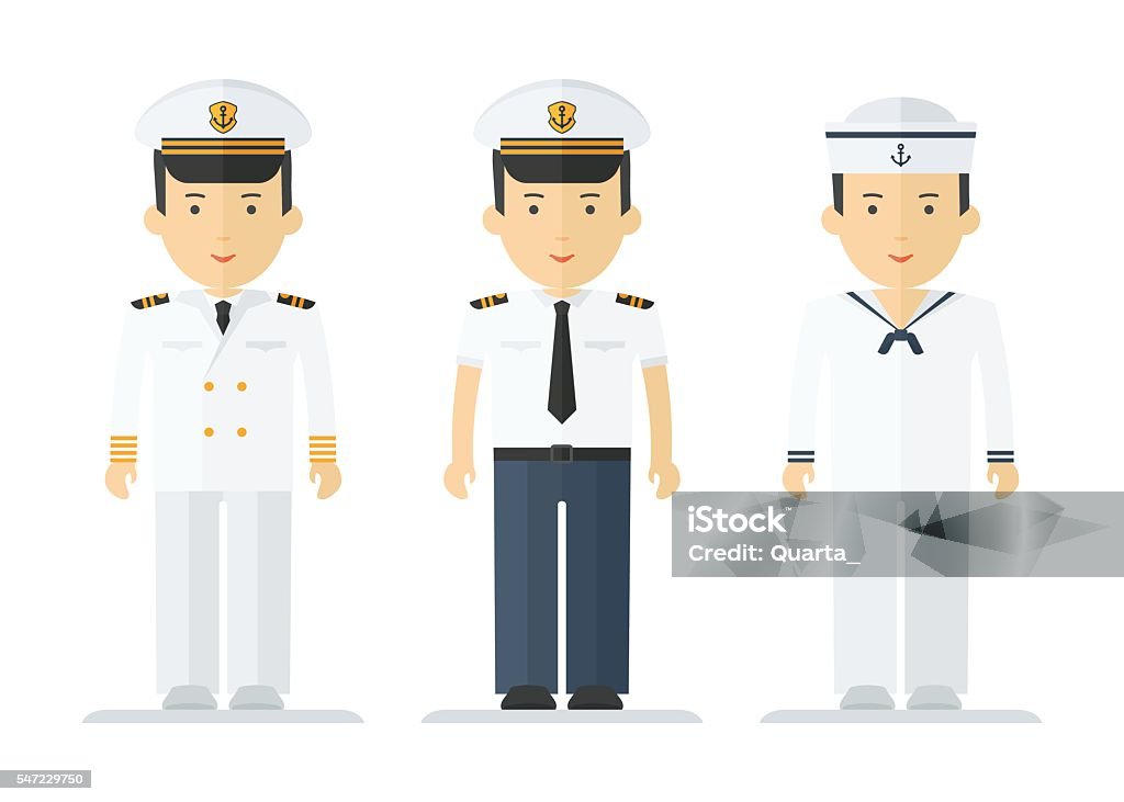 costumes de marin de profession - clipart vectoriel de Capitaine de bateau libre de droits