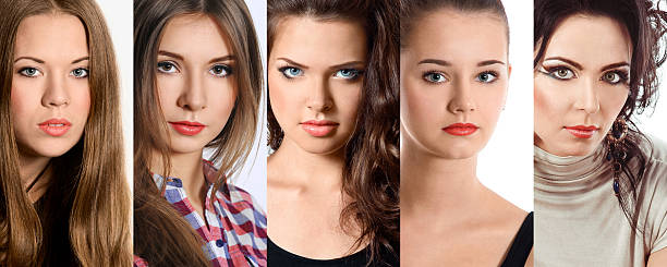 istock Beautiful collage of bright makeup women 547231412