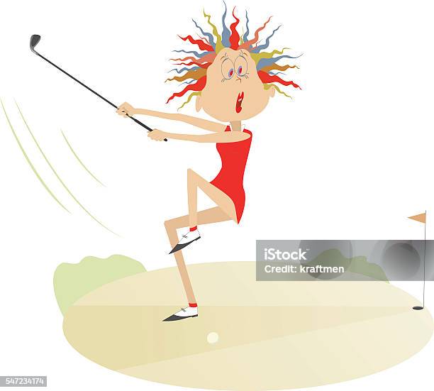 Woman Golf Player Stock Illustration - Download Image Now - Golf, Humor, Adult
