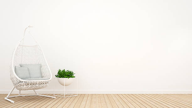 istock white rattan cradle in living room - 3D Rendering 547234500