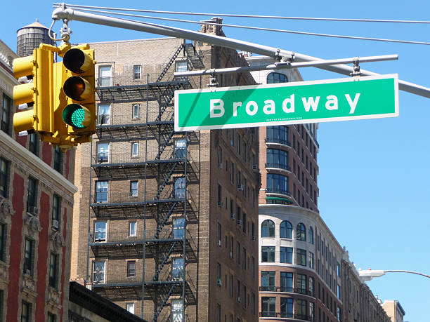 Broadway Road Sign New York City (with green traffic light)