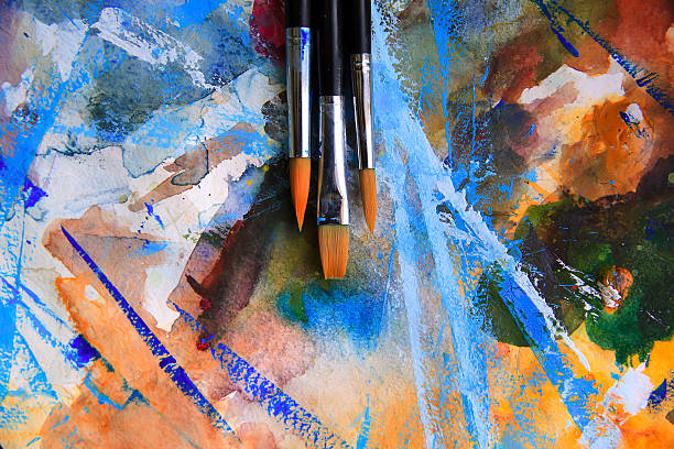 istock Closeup of brushes and palette. 547237026
