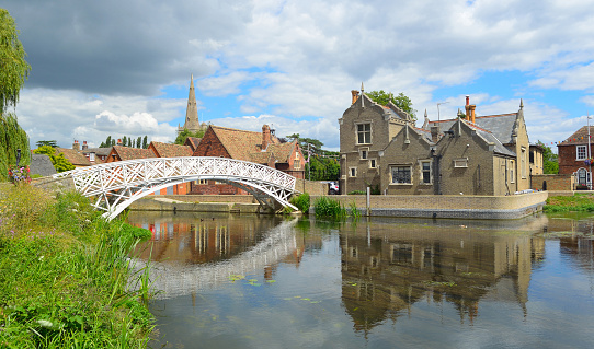 Chinese Bridge, Town Offices and the Causeway Godmanchester Cambridgeshire. 