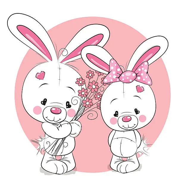 Vector illustration of Rabbit boy and girl