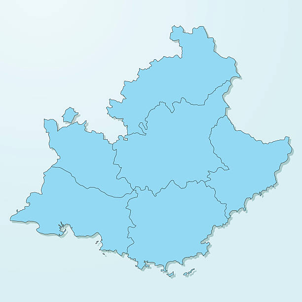 Provence-Alpes-Cote d'Azur blue map on degraded background vector Provence-Alpes-Cote d'Azur blue map on degraded background vector provence alpes cote dazur stock illustrations