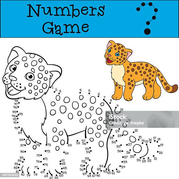 Educational Game Numbers Game Little Cute Baby Jaguar Stock Illustration - Download Image Now