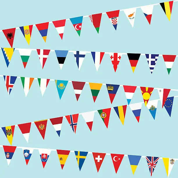 Vector illustration of Bunting European Union flags