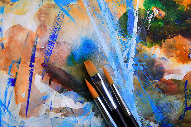 istock Closeup of brushes and palette. 547242026