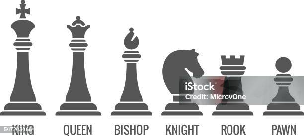 Named Chess Piece Vector Icons Set Stock Illustration - Download Image Now - Queen - Chess Piece, Chess, Icon Symbol