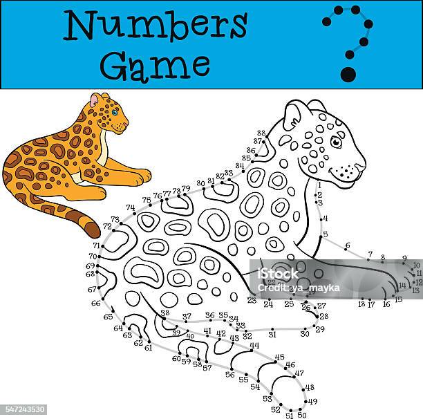 Educational Game Numbers Game With Contour Cute Jaguar Smiles Stock Illustration - Download Image Now