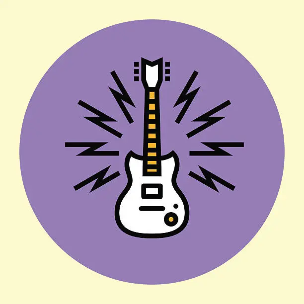Vector illustration of Thin Line Icon. Guitar.