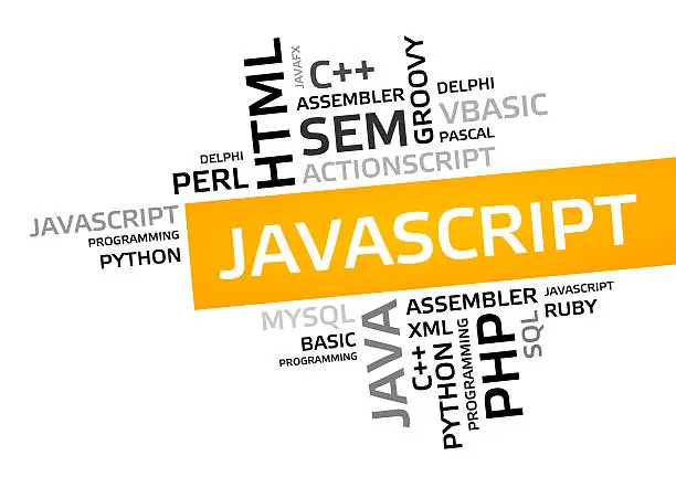Photo of JAVASCRIPT word cloud, tag cloud, vector graphic